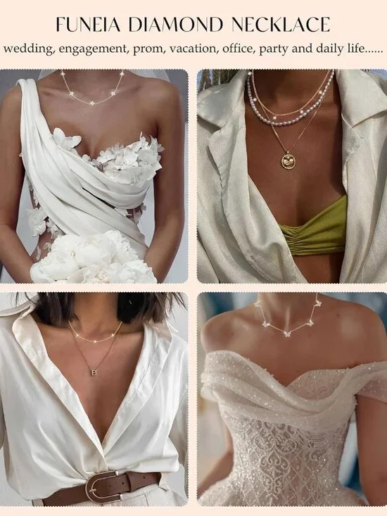 Dainty Silver Gold Necklaces for Women Trendy Non Tarnish 14K Gold Plated Cubic - Picture 6 of 9